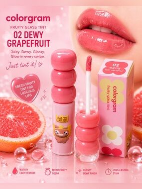 Colorgram 02 Dewy Grapefruit Fruity Glass Tint - Grapefruit Pink Gloss